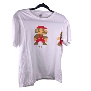 Uniqlo UT Kids Mario Pixel Art T Shirt White Nintendo Size M